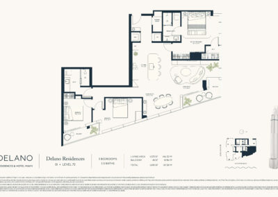 Delano Residences Miami Floor Plan, Line 01, Level 72