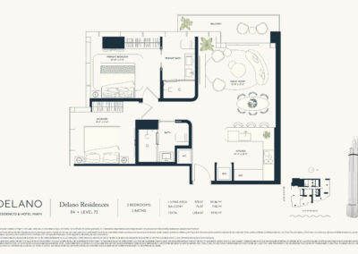 Delano Residences Miami Floor Plan, Line 04, Level 72
