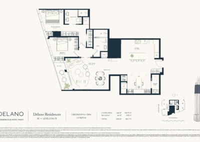 Delano Residences Miami Floor Plan, Line 02, Level 54-75