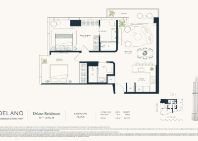 Delano Residences Miami Floor Plan, Line 05, Level 58
