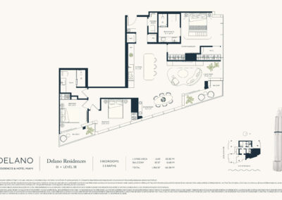 Delano Residences Miami Floor Plan, Line 01, Level 58