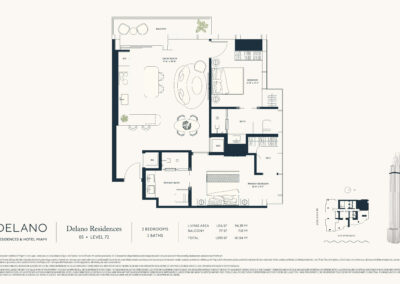 Delano Residences Miami Floor Plan, Line 05, Level 72